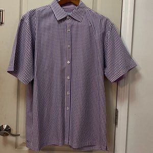 Newport Isle Men's XL 55% Rayon/45% Polyester Button Down Shirt. Blue/Pink/White